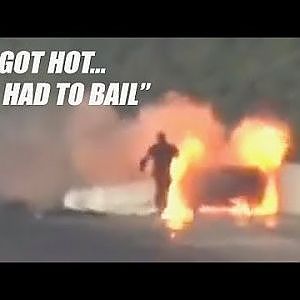 Terrifying Car FIRE - Driver BAILS While Moving!