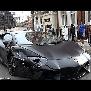 Most Expensive Crash in Uk ,Lamborghini Aventador worth £300,000 crashes on London street