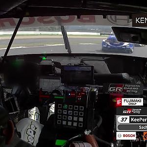 第4戦 富士 決勝 オンボード KeePer TOM'S GR Supra サッシャ・フェネストラズ 冷静な幕開け 3周目の1コーナー手前でトップが入れ替わる！