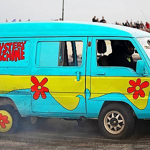 Rotary powered Mystery Machine SHREDS at Cleetus and Cars!